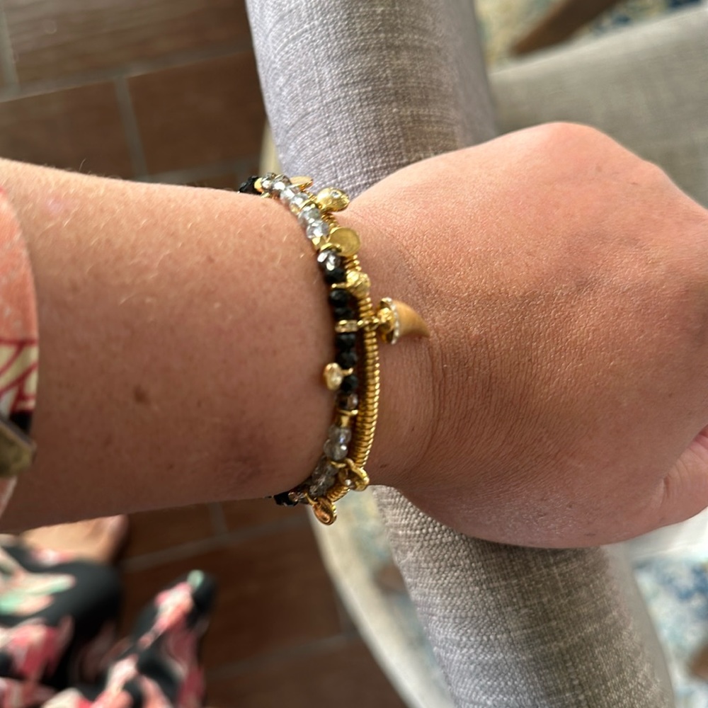 Henri Bendel black and gold cuff bracelet.